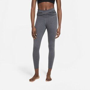 Nike Womens Yoga High-Rise Dri-Fit Athletic Active Twist Dots Gray Legging Pants
